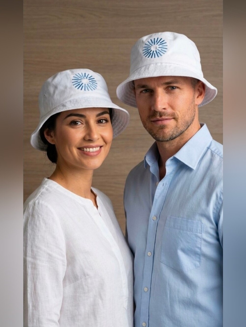 Big Accessories White Cotton Bucket Hat Embroidered Sun Graphic Size OS